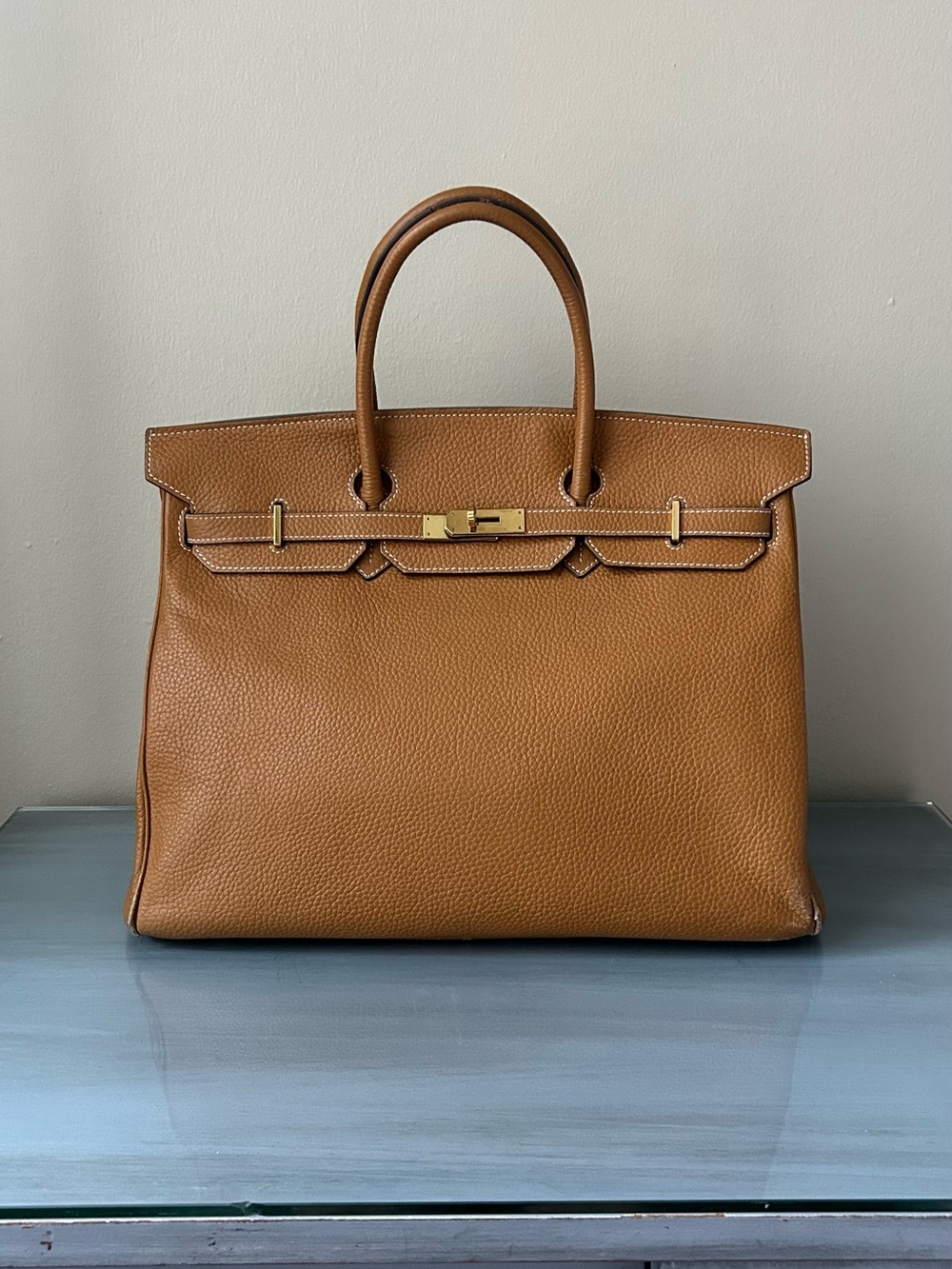 Hermes Birkin 40 2012 P-28A Tan Togo Leather Satchel with Gold Hardware